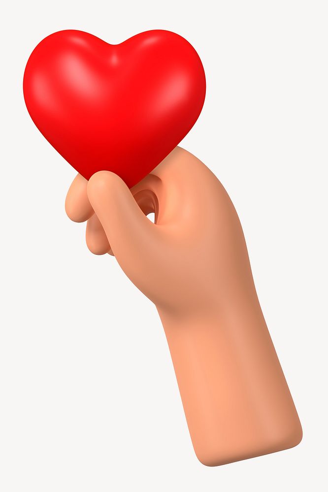 Hand holding heart, 3D charity graphic psd