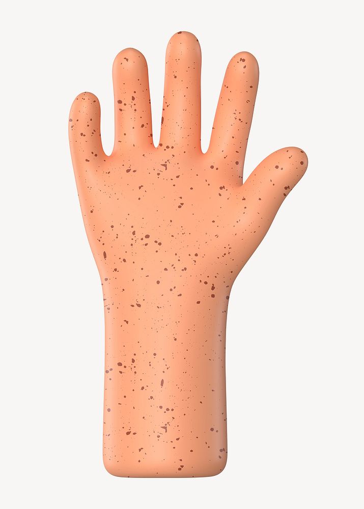 Raised freckled hand gesture, 3D illustration psd