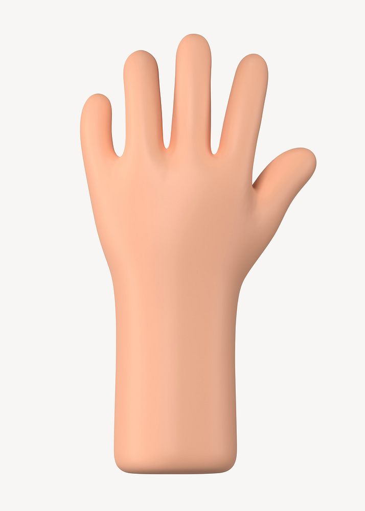 Raised hand gesture, 3D illustration