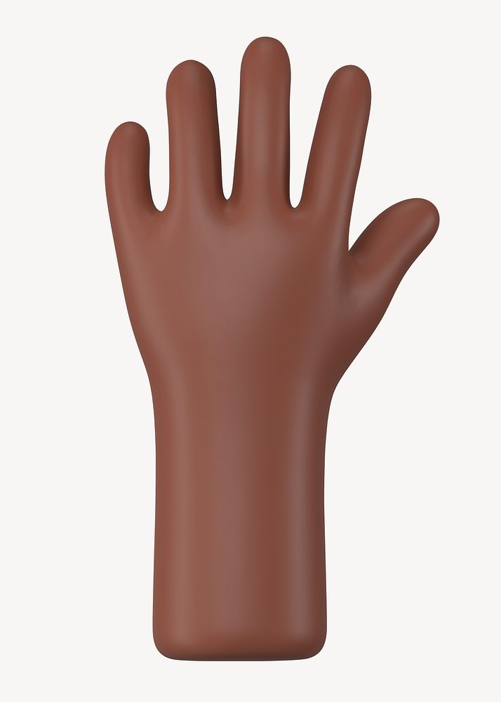 Raised black hand gesture, 3D rendering graphic