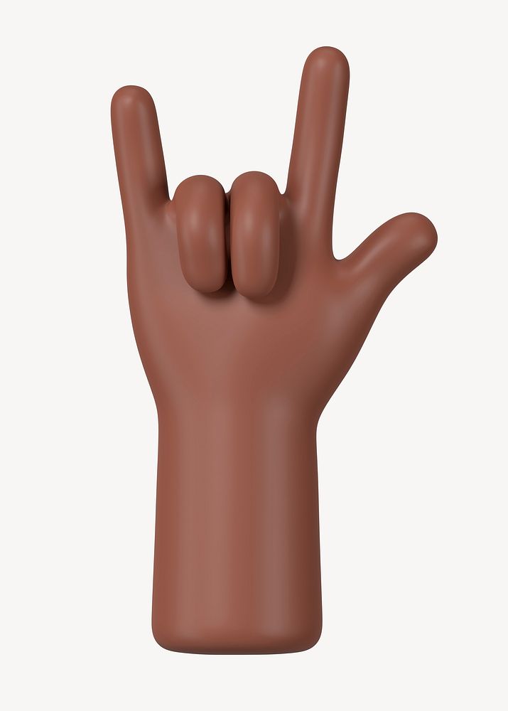 ILY black hand sign, gesture in 3D design psd