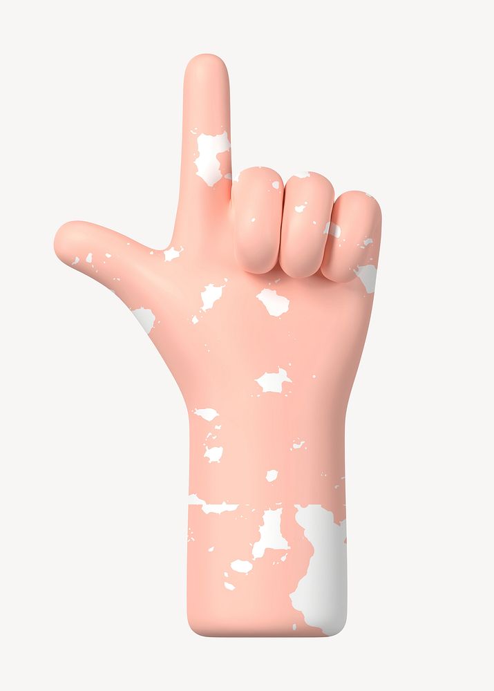 Finger-pointing hand gesture, vitiligo awareness, 3D illustration psd