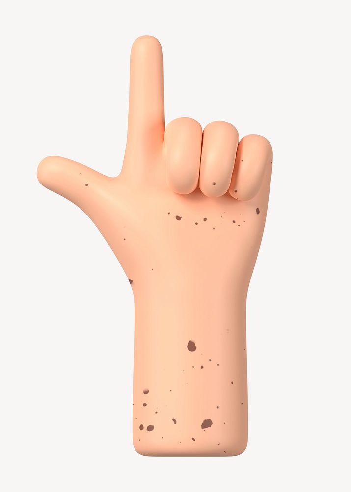 Finger-pointing hand gesture, freckled skin, 3D illustration