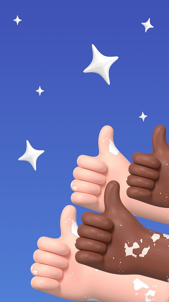 3D thumbs up iPhone wallpaper, diverse hands background