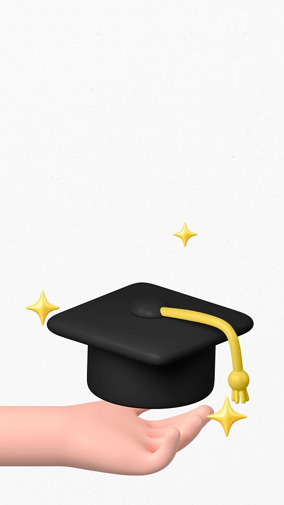 3D graduation cap iPhone wallpaper, education background