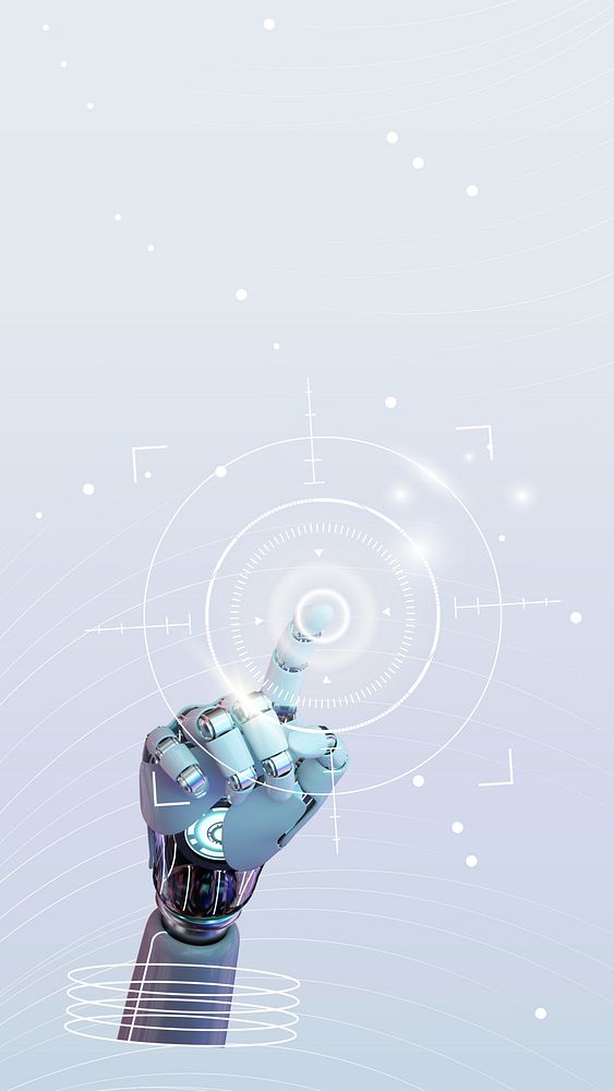 AI robot mobile wallpaper, futuristic technology remix