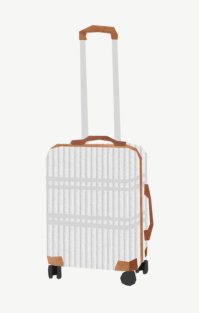 White luggage, travel collage element psd