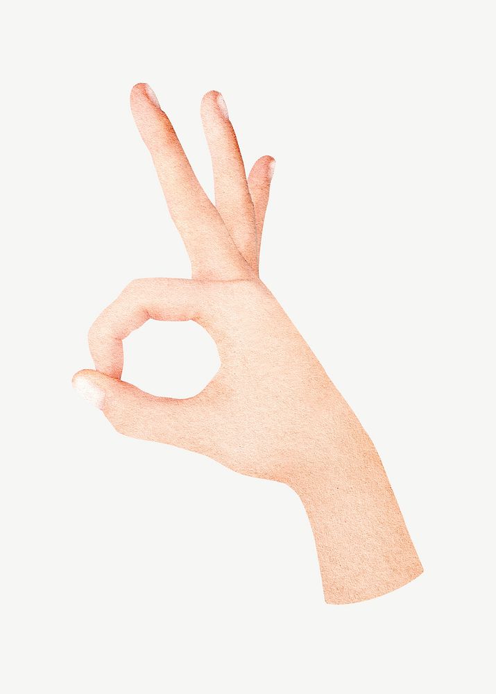 Okay hand, body gesture collage element psd
