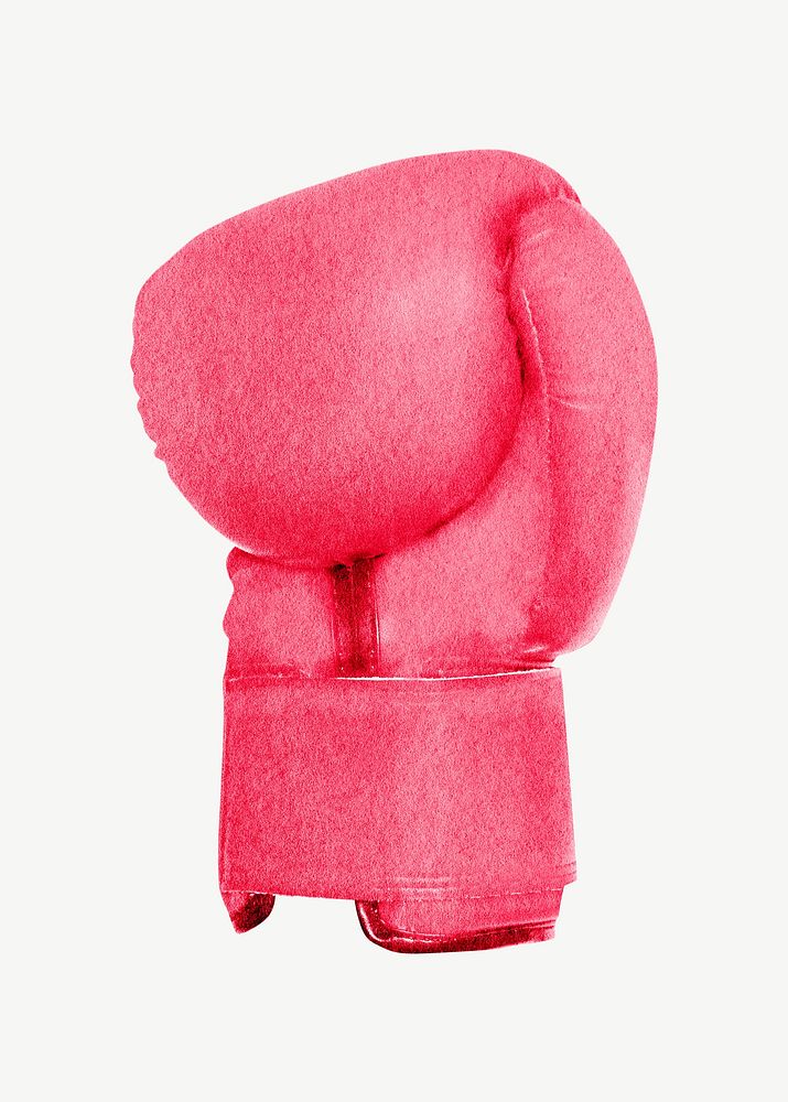 Pink boxing glove  collage element psd