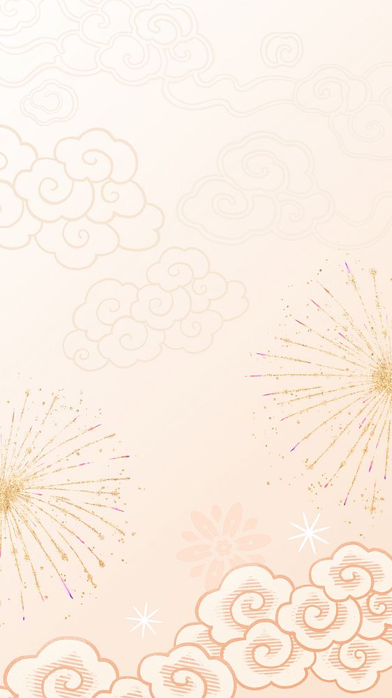 Festive Chinese fireworks iPhone wallpaper, New Year celebration background