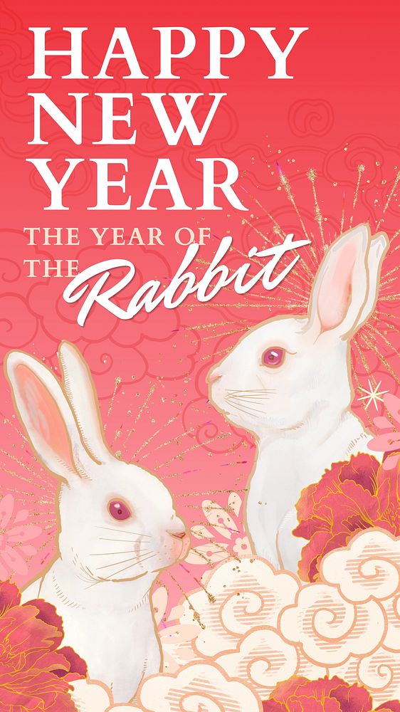 Happy New Year iPhone wallpaper, Chinese rabbit zodiac sign