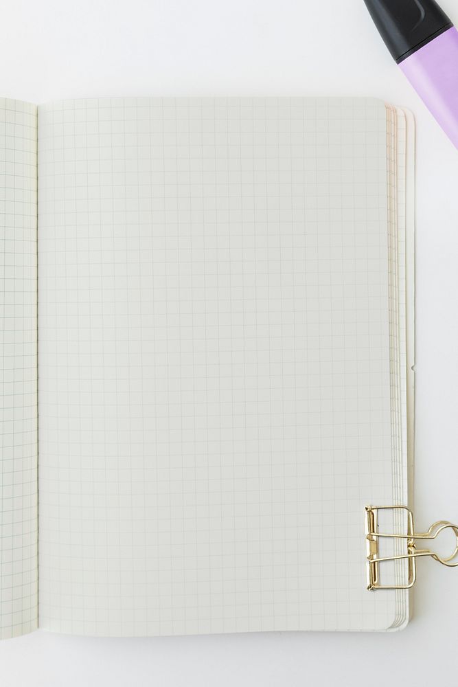 Open grid notebook with blank space