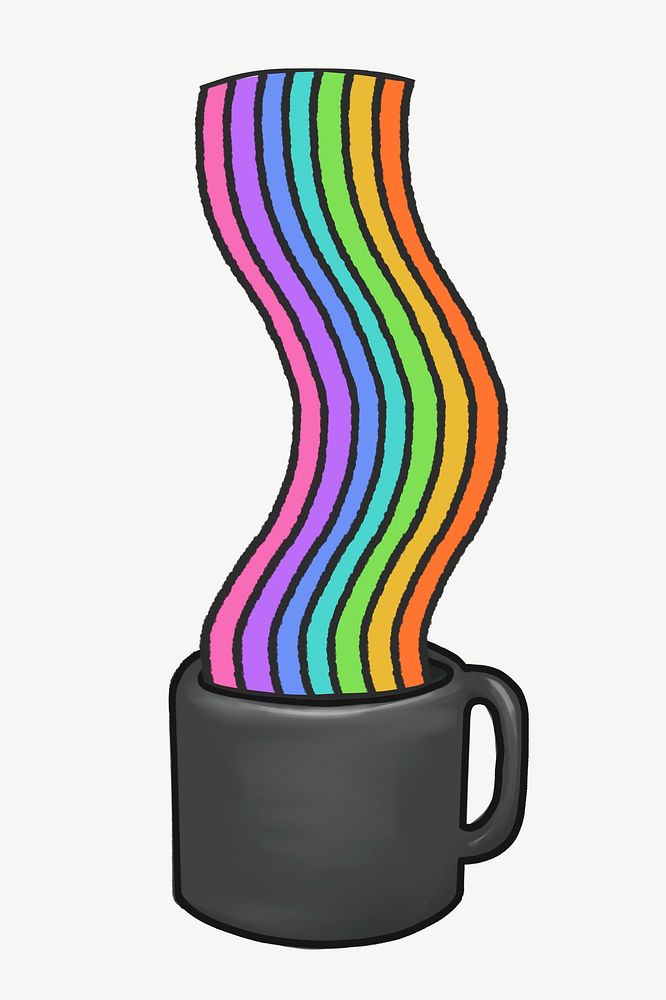 Rainbow coffee mug collage element psd