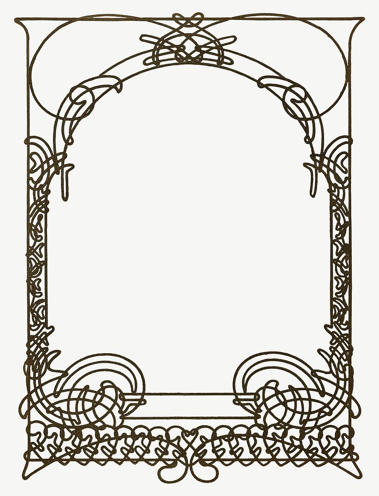 Alphonse Mucha's ornate frame, vintage art nouveau psd, remixed by rawpixel