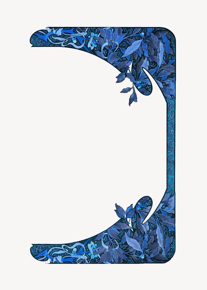 Leaf corner element, blue vintage design