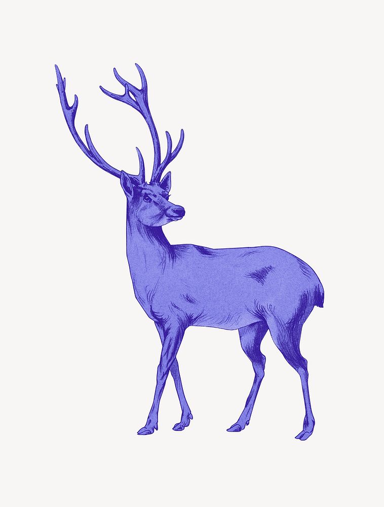 Blue stag illustration, remixed by rawpixel