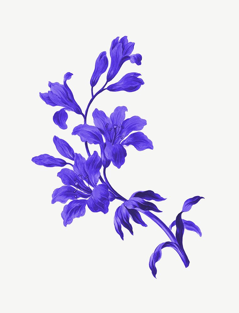 Purple flower clipart psd, remixed by rawpixel