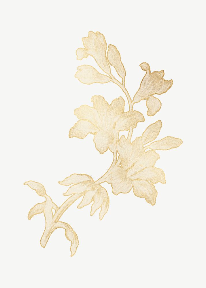 Gold flower clipart psd, remixed by rawpixel