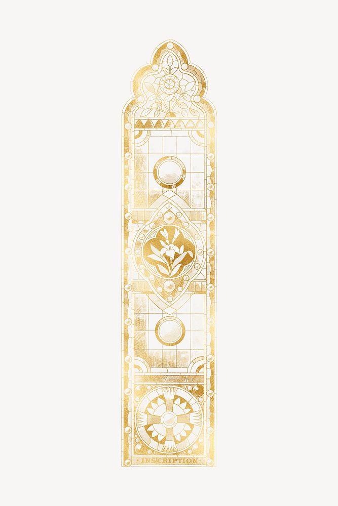 Gold church's stained glass, vintage illustration