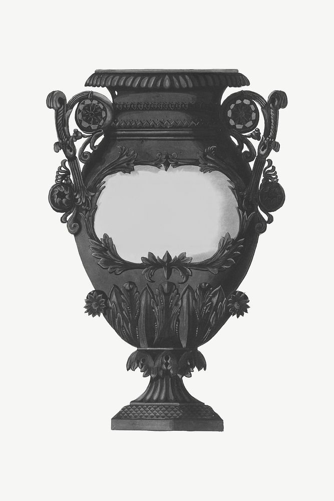 Victorian flower vase, vintage object collage element psd