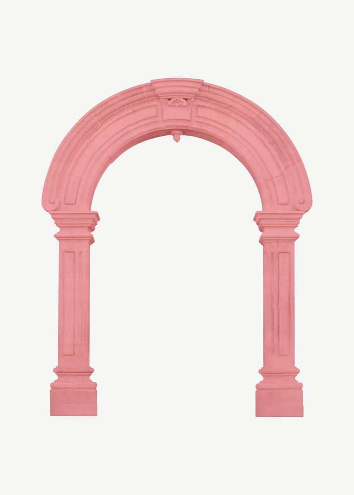 Greek arch pillar, pink vintage collage element psd