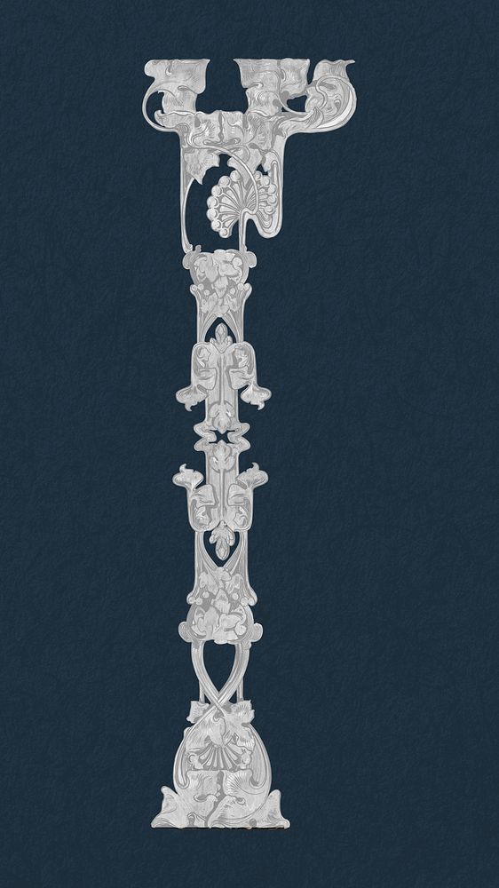 Silver ornate pillar, vintage illustration