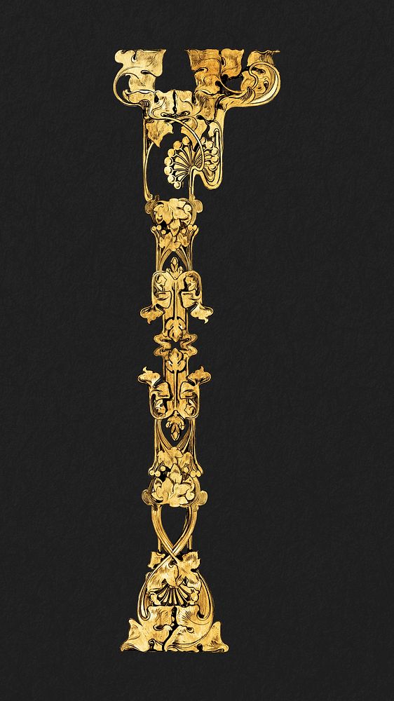 Gold ornate pillar, vintage illustration