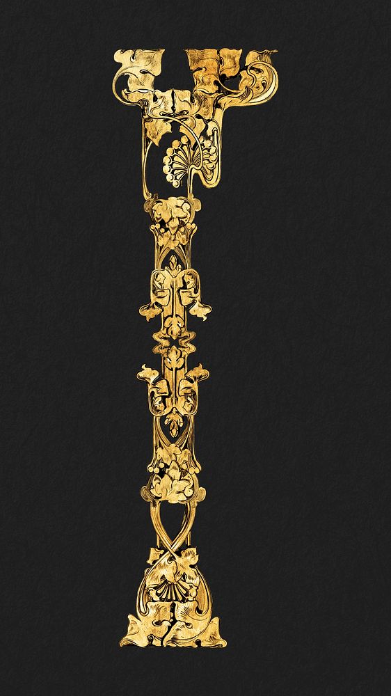 Gold ornate pillar, vintage  collage element psd