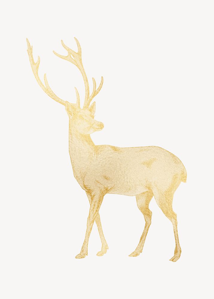 Gold deer illustration, remixed by rawpixel