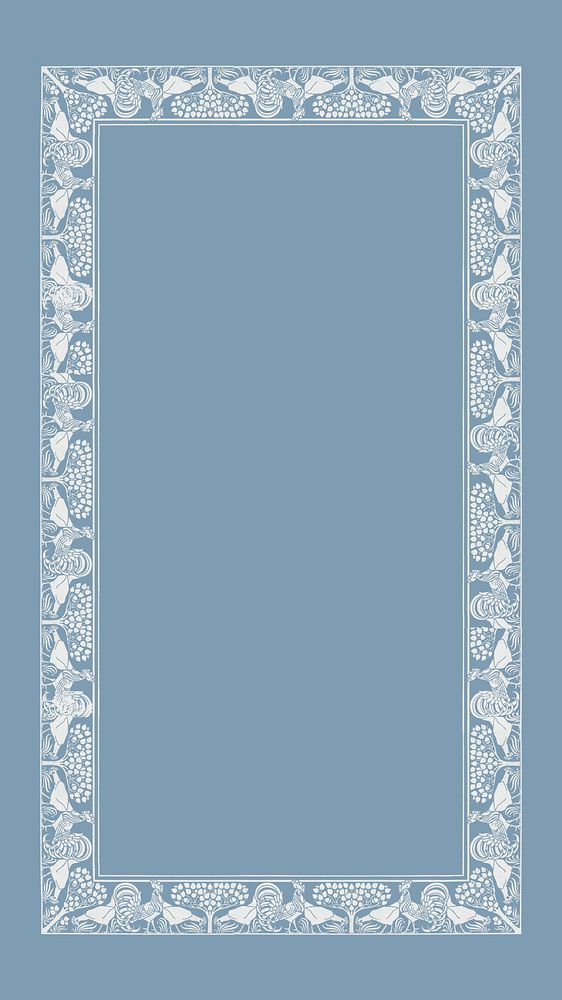 Blue ornamental frame iPhone wallpaper, vintage background, remixed by rawpixel