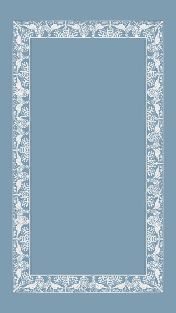 Blue ornamental frame iPhone wallpaper, vintage background psd, remixed by rawpixel