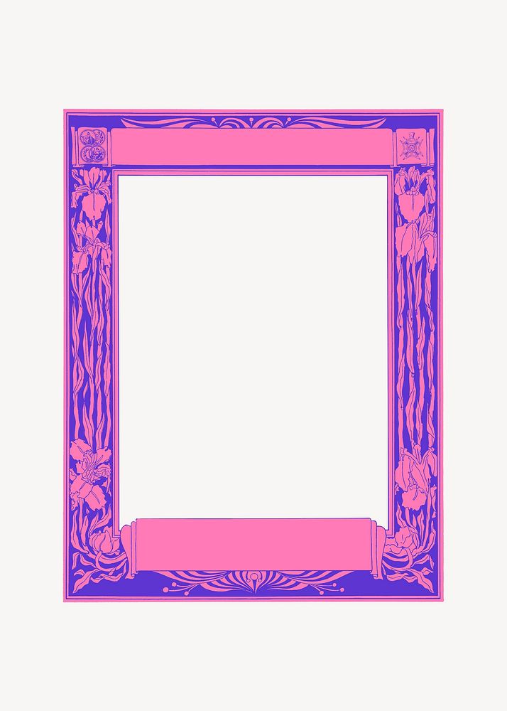 Vintage floral frame, pink rectangle shape, remixed from the artworks by Johann Georg van Caspel