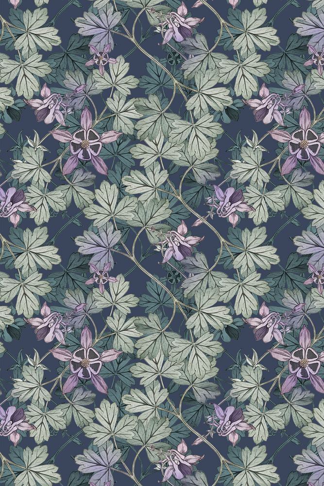 Leaf patterned background, columbine design, remixed by rawpixel