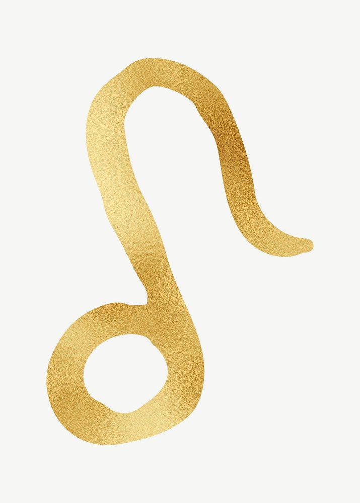 Gold Leo sign, zodiac symbol clipart psd
