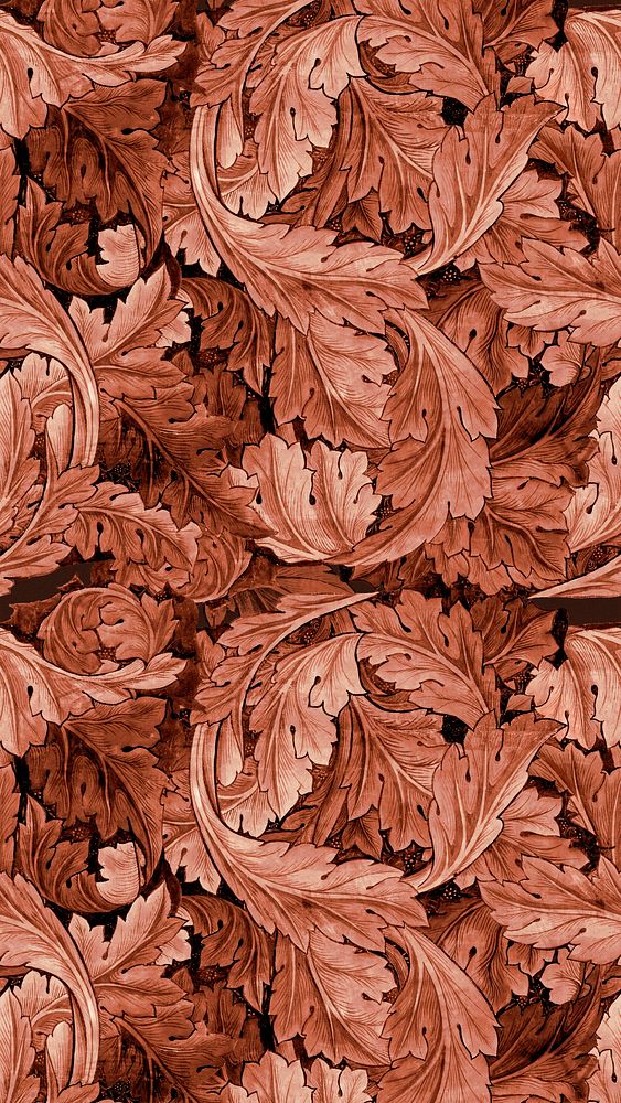 William Morris's brown leaf background, famous Art Nouveau artwork illustration, remixed by rawpixel