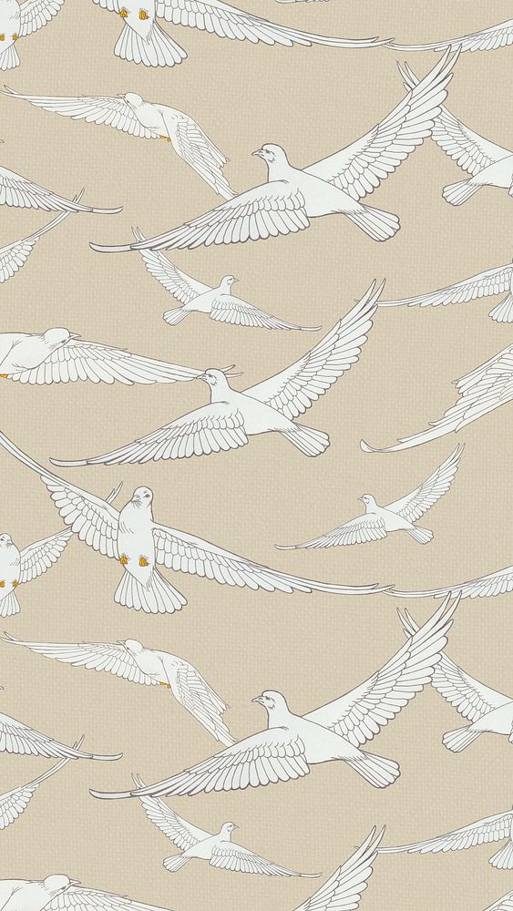 Dove pattern iPhone wallpaper, remixed by rawpixel