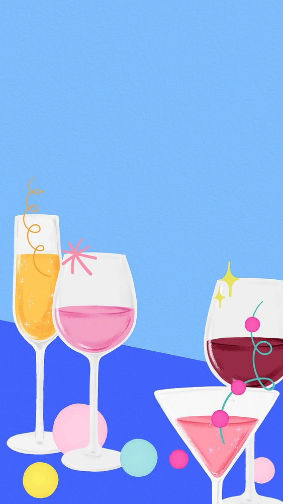 Celebration drinks iPhone wallpaper, cute blue background