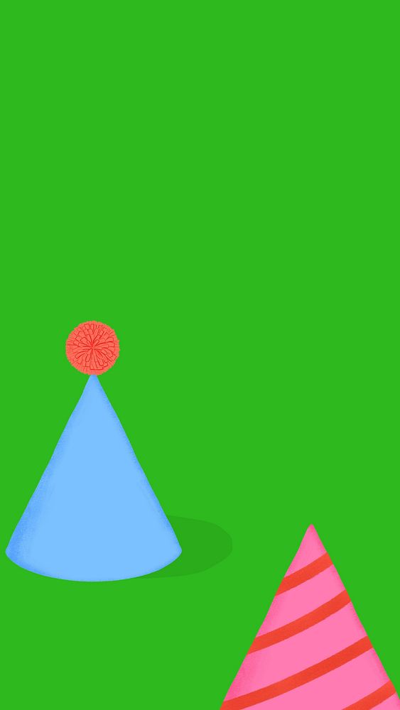 Birthday cone hat mobile wallpaper, colorful green background