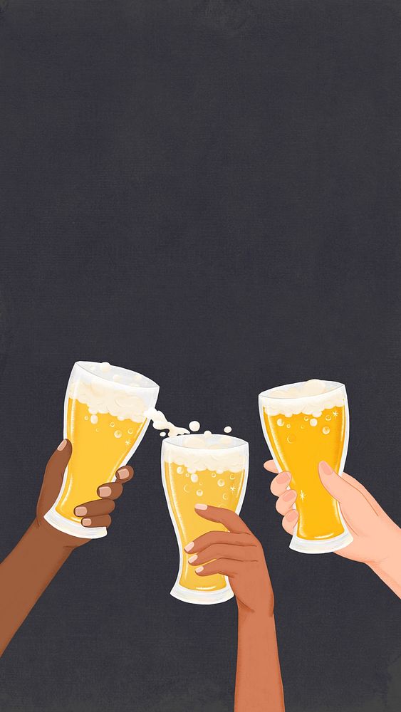 Clinking beer glasses mobile wallpaper, New Year celebration background