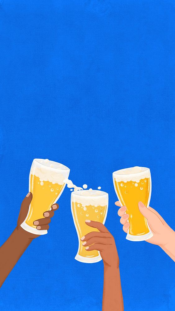 Clinking beer glasses mobile wallpaper, New Year celebration background