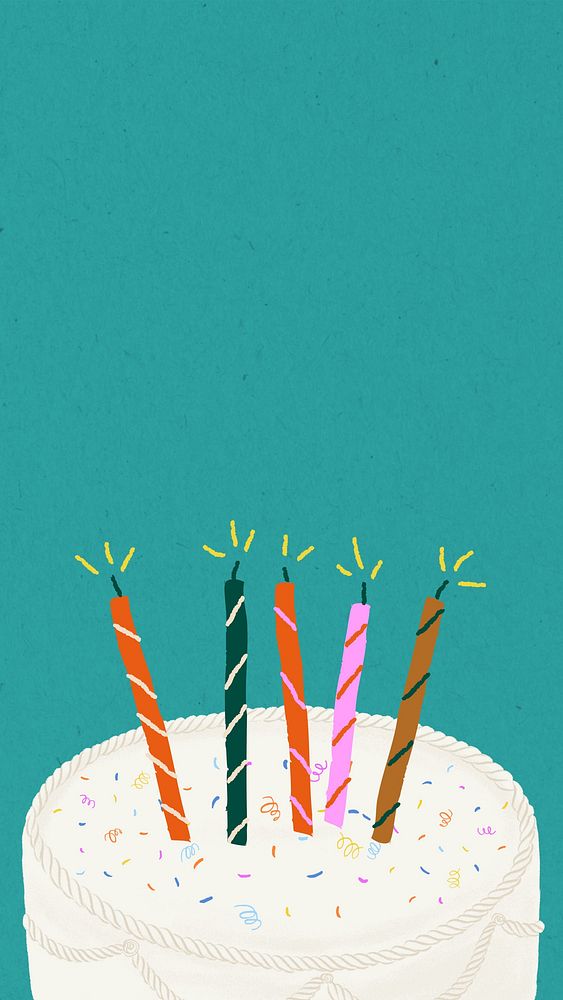 Cute birthday cake phone wallpaper, celebration background