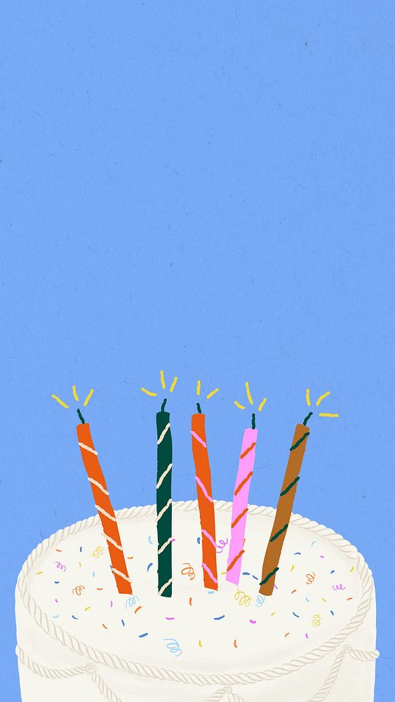 Cute birthday cake phone wallpaper, celebration background