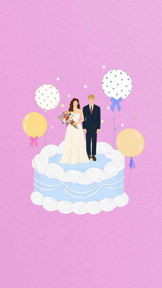 Bride and groom phone wallpaper, wedding celebration background