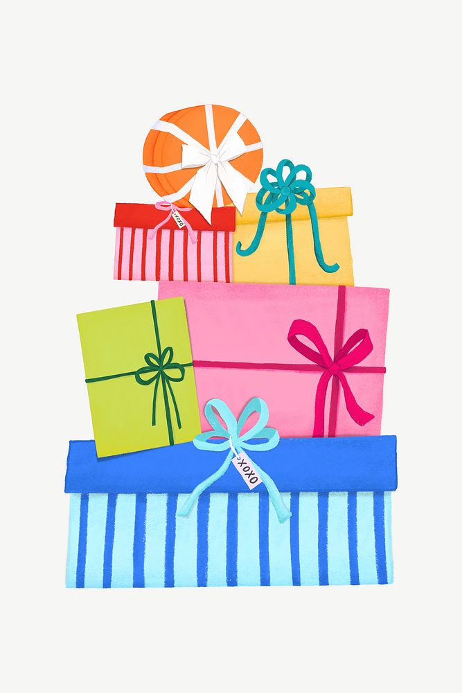 Stacked birthday gift boxes, party Premium PSD rawpixel