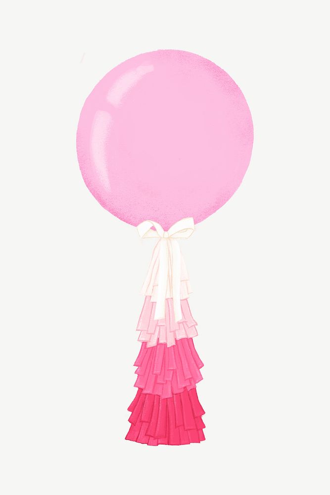 Pink balloon, baby shower decor  collage element psd
