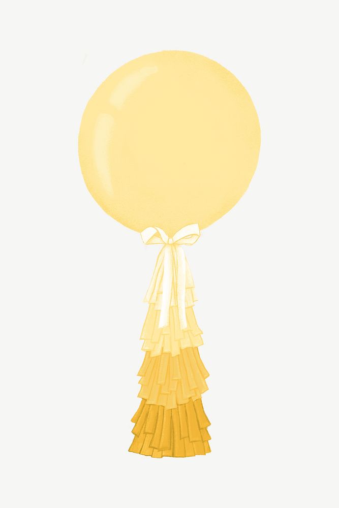 Yellow balloon, baby shower decor collage element psd