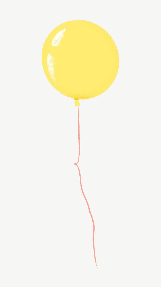 Yellow balloon, birthday party decor collage element psd