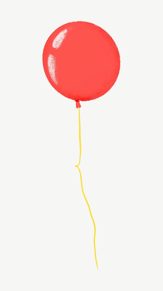 Red balloon, birthday party decor collage element psd