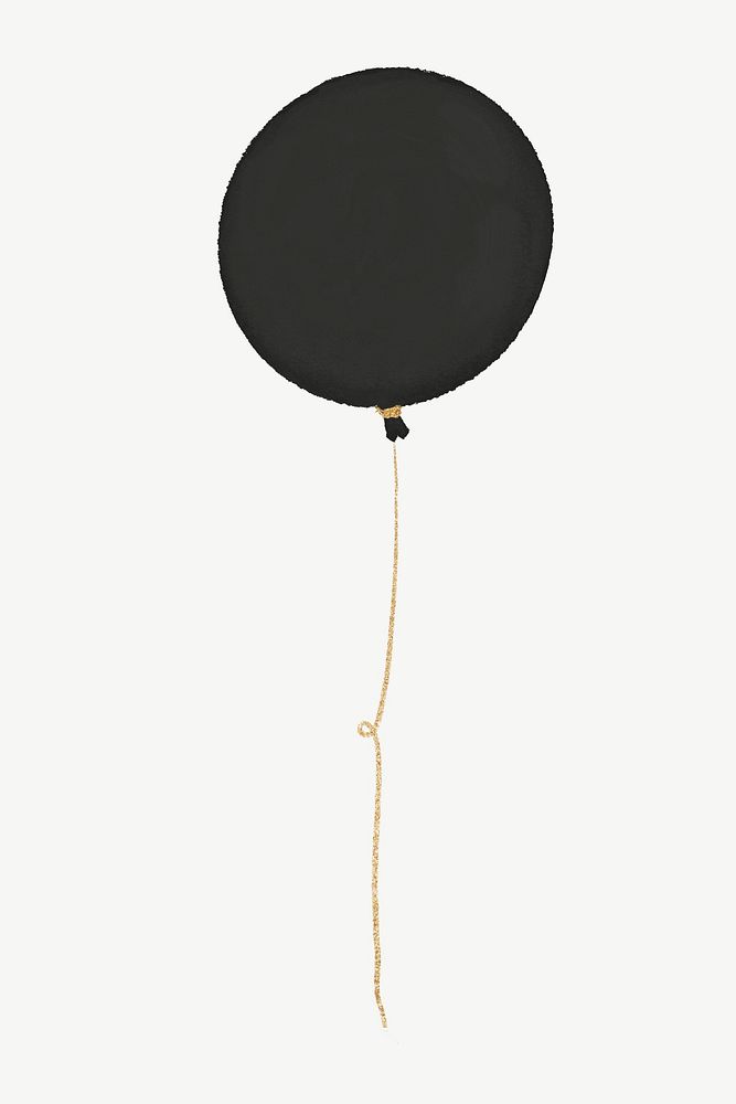 Black balloon, New Year party decor collage element psd