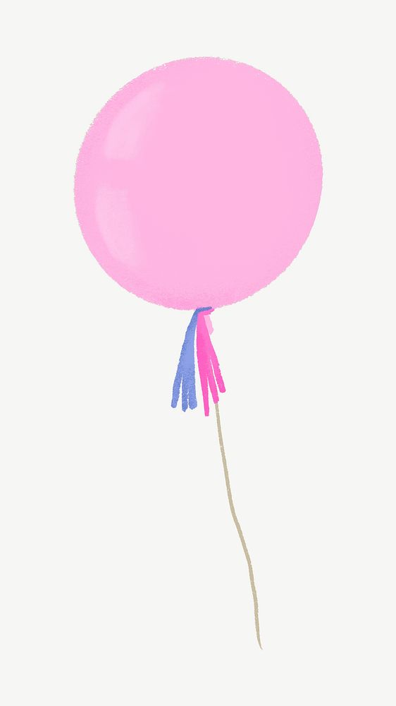 Pink balloon, New Year party decor collage element psd